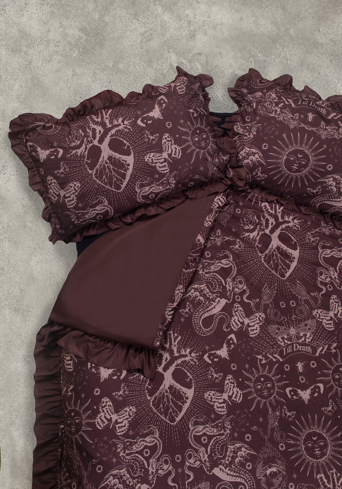 Paramour Frilled Edge Tattoo Print Bedding Set (US King)