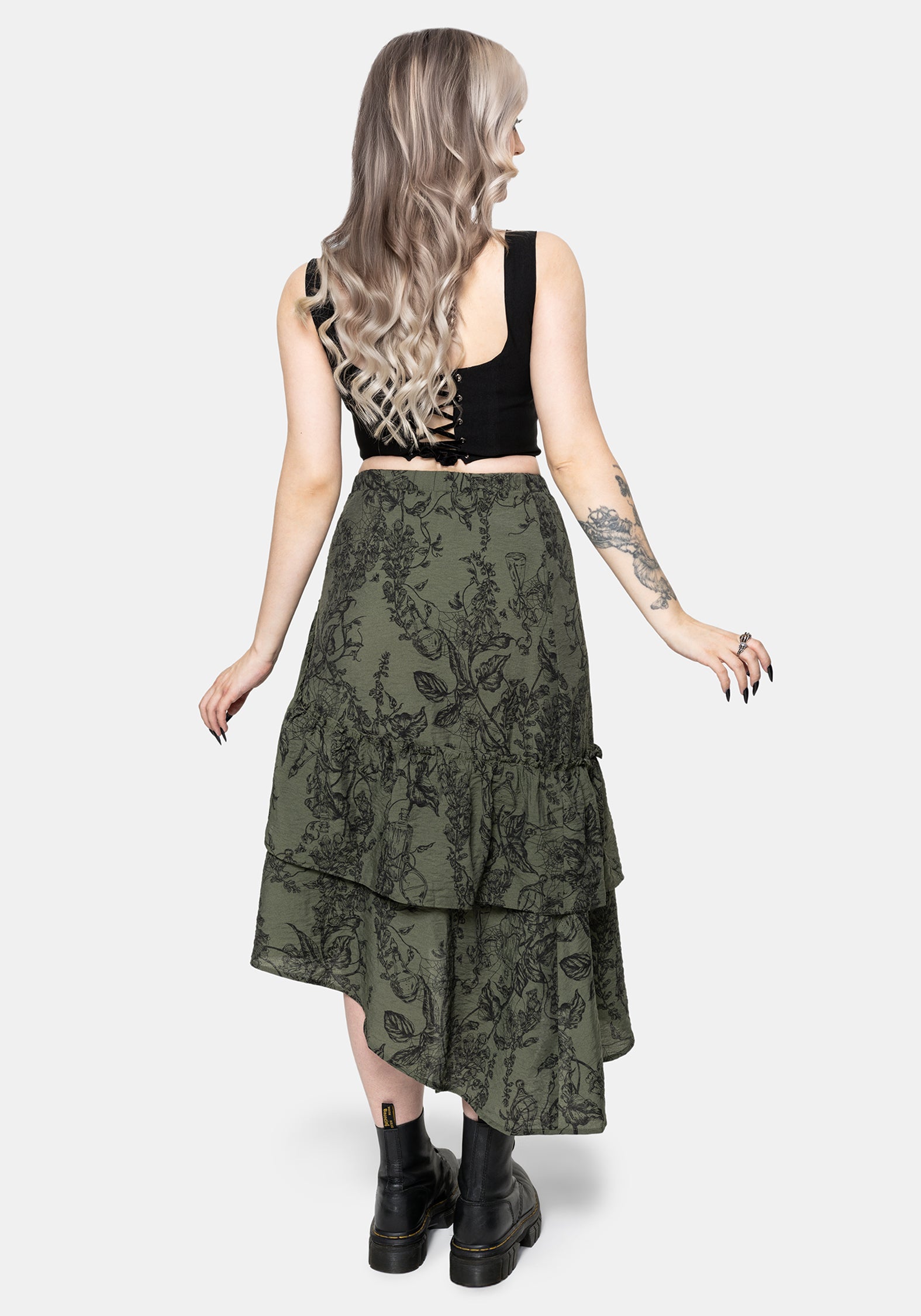 Orla Foxglove Potion Ruffle Midi Skirt – Disturbia