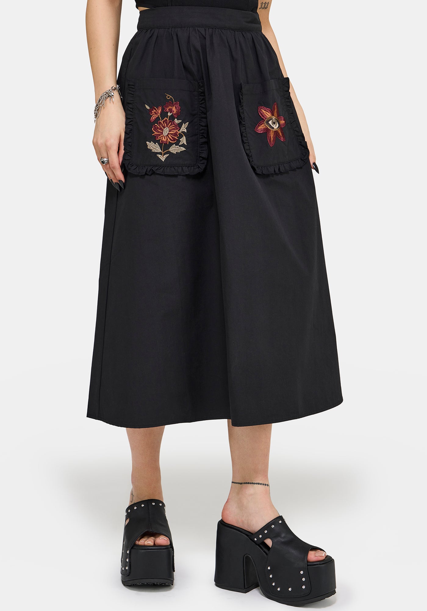 【MURRAL】Cucurbita embroidered skirt　黒 MURRAL 