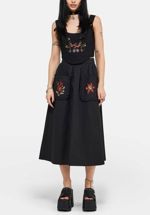 green emerald velvet dress As You Are Embroidered Maxi Skirt in Orange