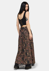 Mythos Print Lace Detail Midaxi Skirt US 2