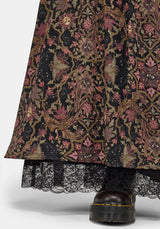 Mythos Print Lace Detail Midaxi Skirt US 2