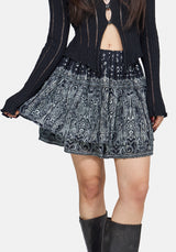 Zelira Paisley Print Double Layer Mini Skirt