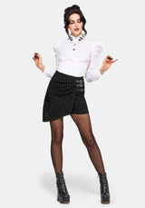 Charli Pinstripe Buckle Asymmetric Skort
