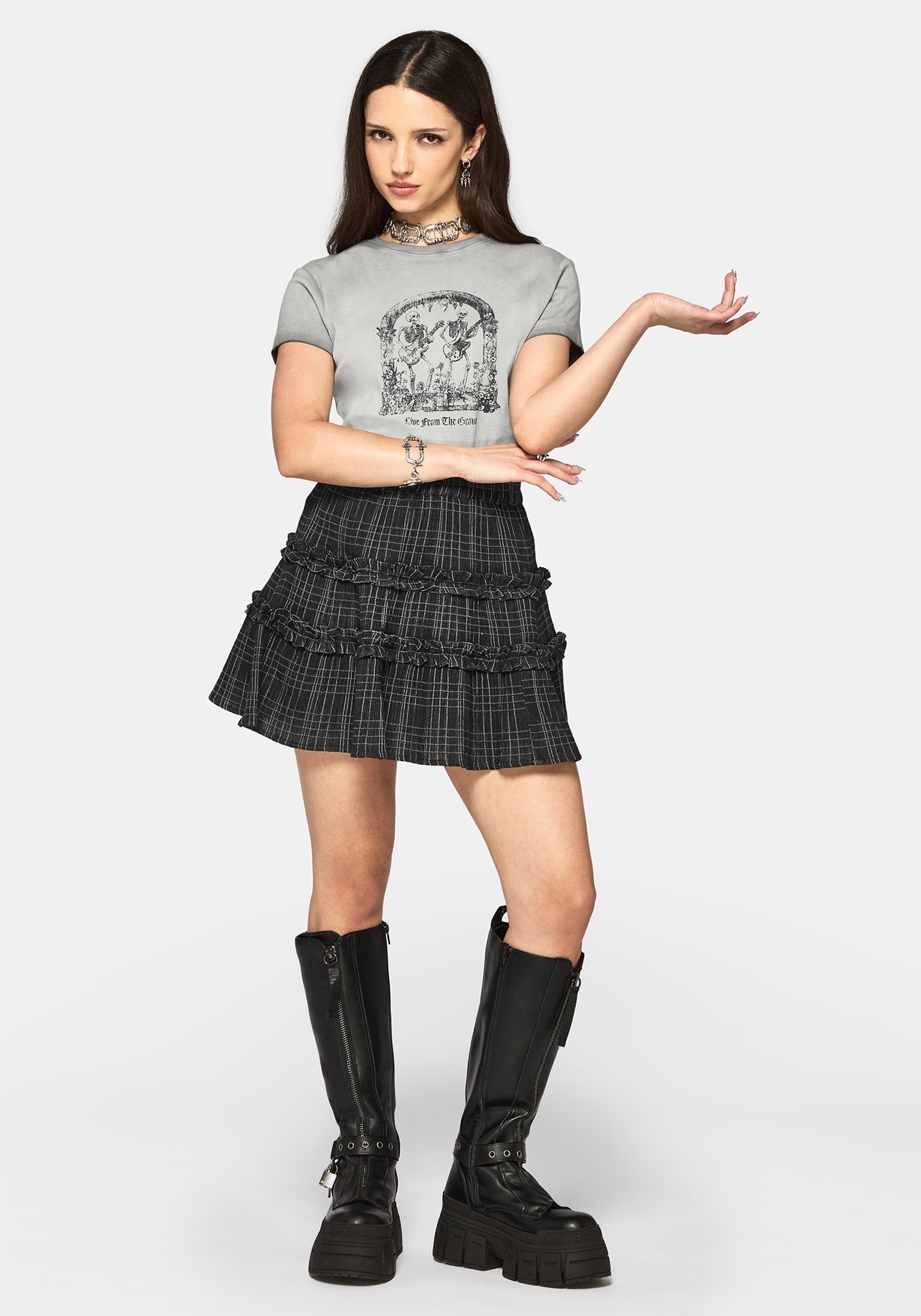 Caledon Check Gauze Mini Skirt – Disturbia