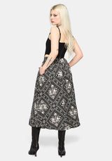 Hexweave Print Button Down Pleated Midi Skirt US 2