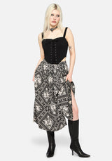 Hexweave Print Button Down Pleated Midi Skirt US 2