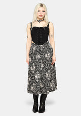 Hexweave Print Button Down Pleated Midi Skirt US 2