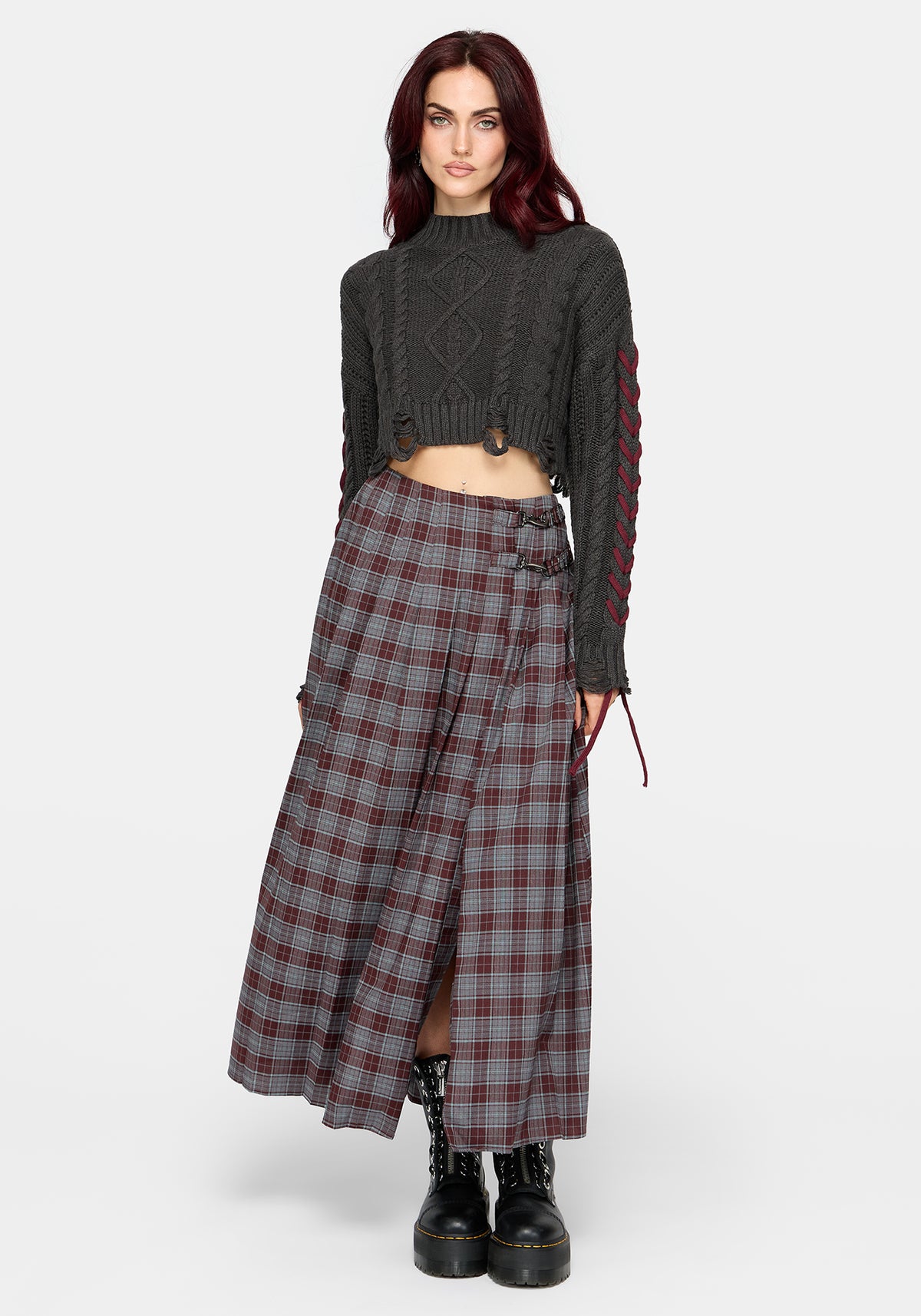 Aimil Check Midaxi Skirt
