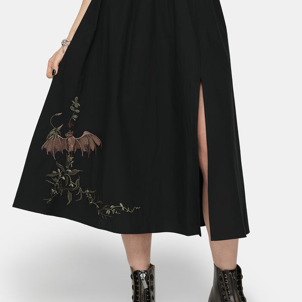 Orena Bat Embroidered Midaxi Skirt – Disturbia