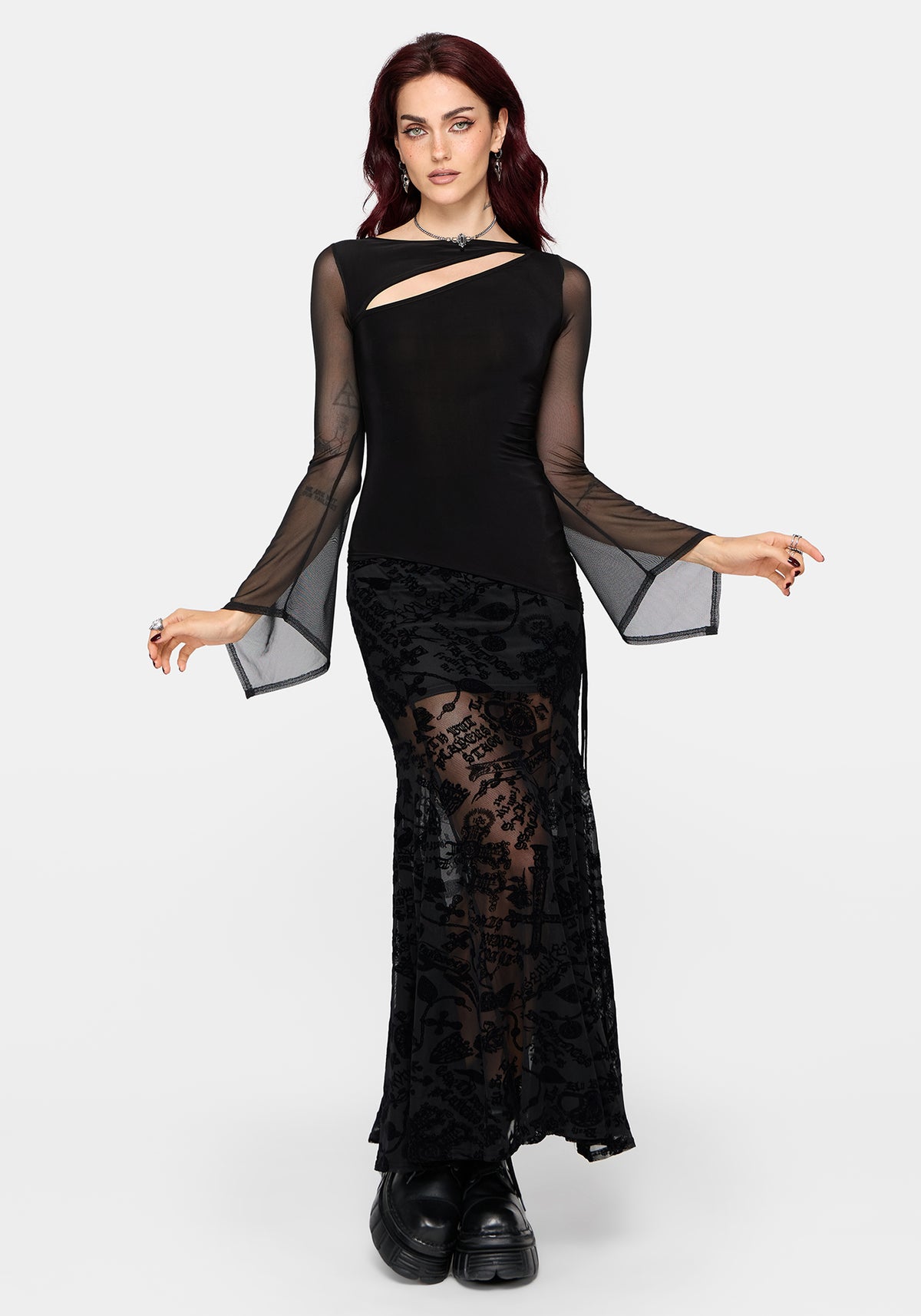 Sanct Flock Mesh Maxi Skirt