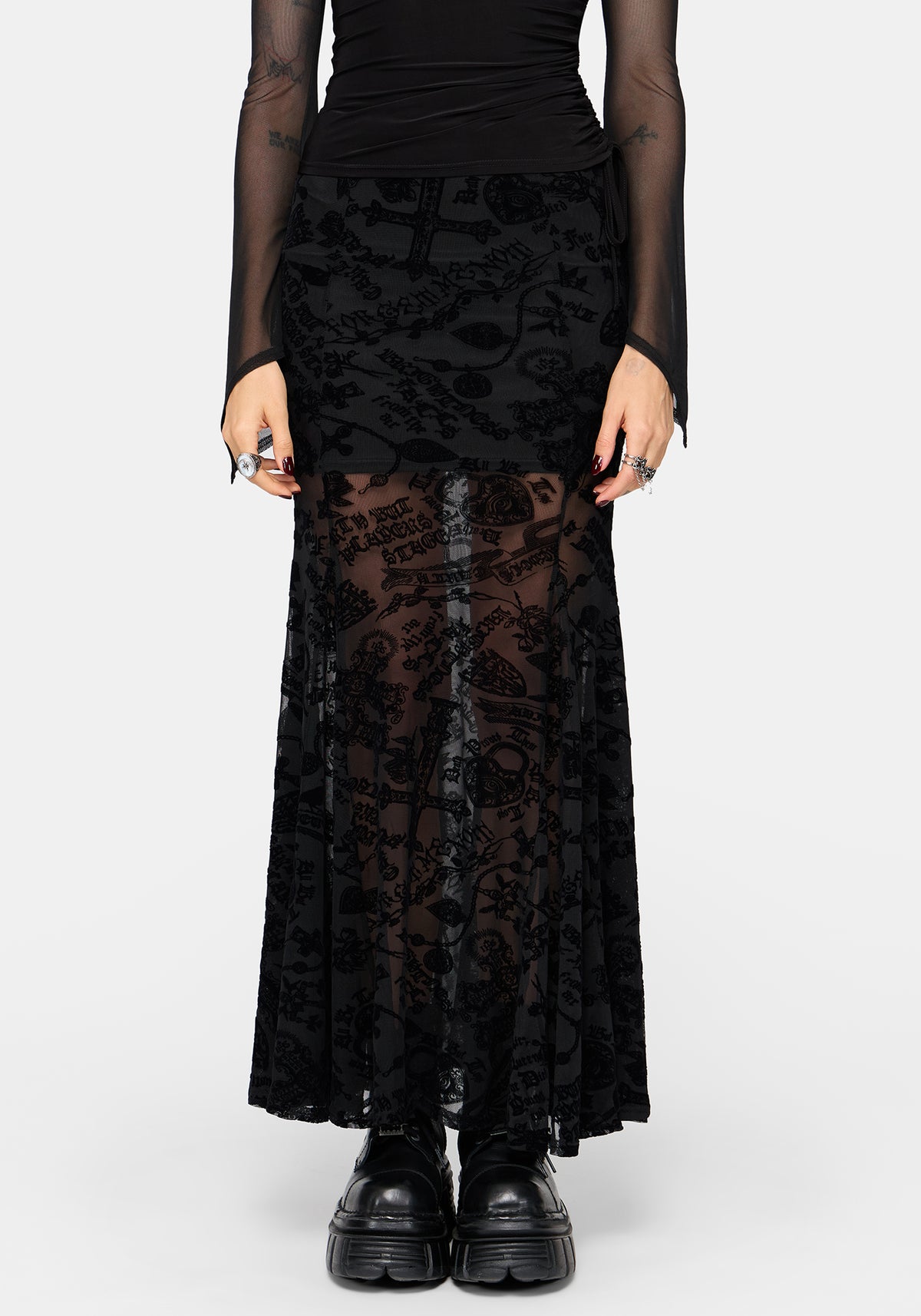 Sanct Flock Mesh Maxi Skirt