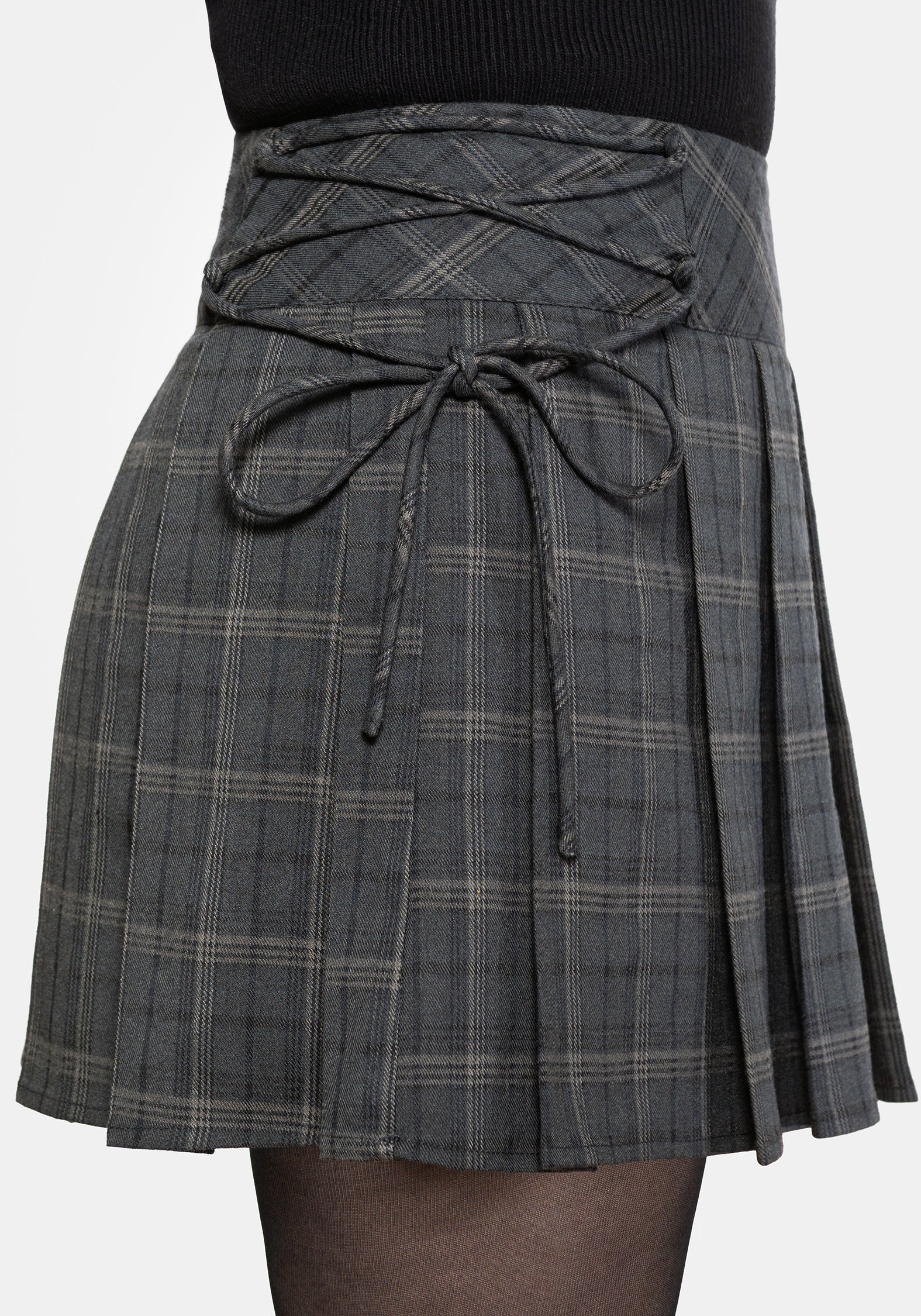Caitriona Check Lace Up Side Mini Skirt