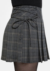 Caitriona Check Lace Up Side Mini Skirt
