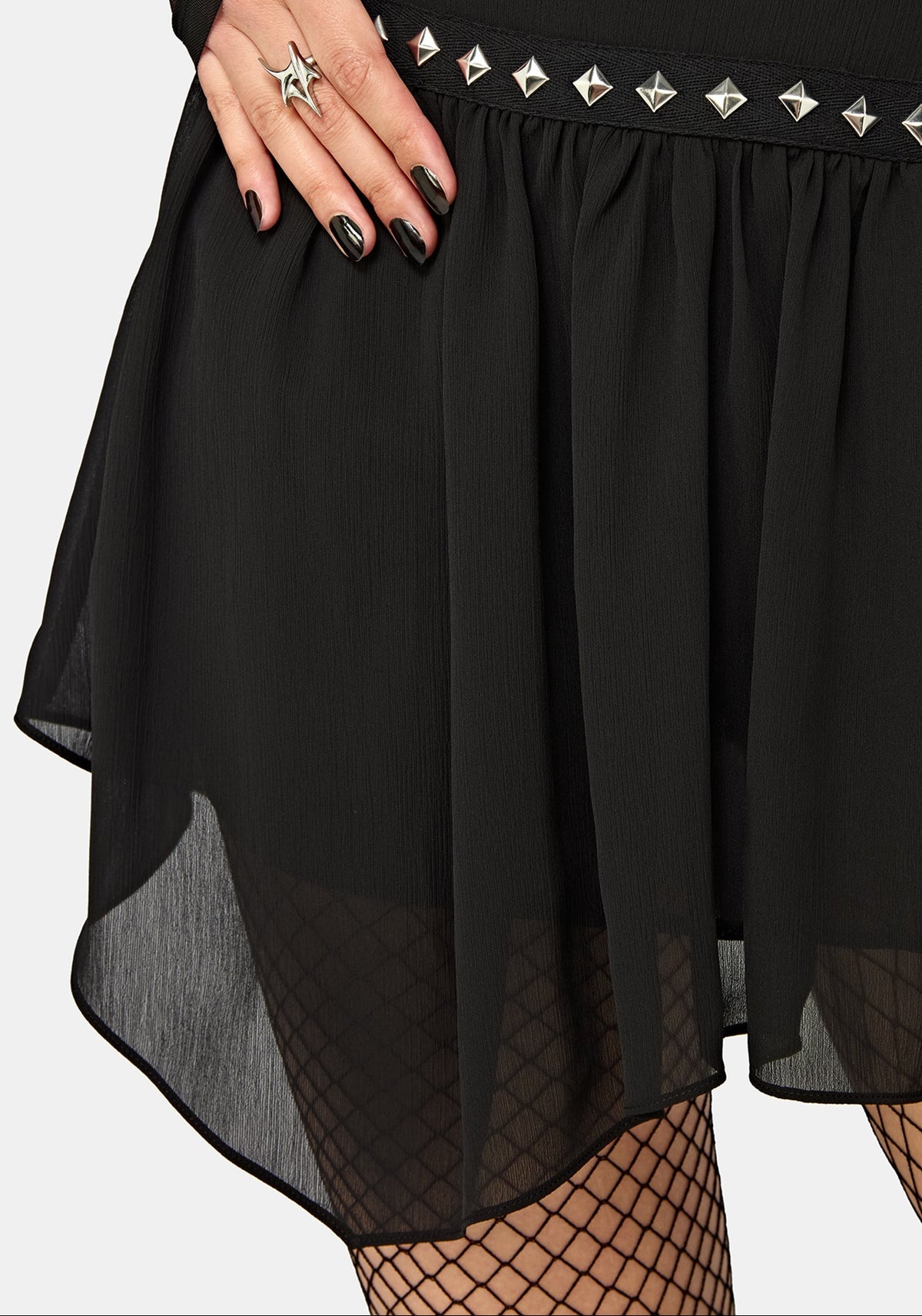 Emara Studded Hanky Hem Mini Skirt US 2
