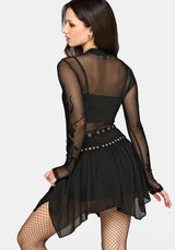 Emara Studded Hanky Hem Mini Skirt US 2