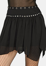 Emara Studded Hanky Hem Mini Skirt US 2