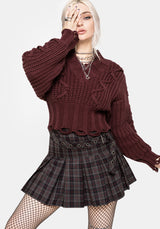 Harley Pleated Check Belted Mini Skirt US 2