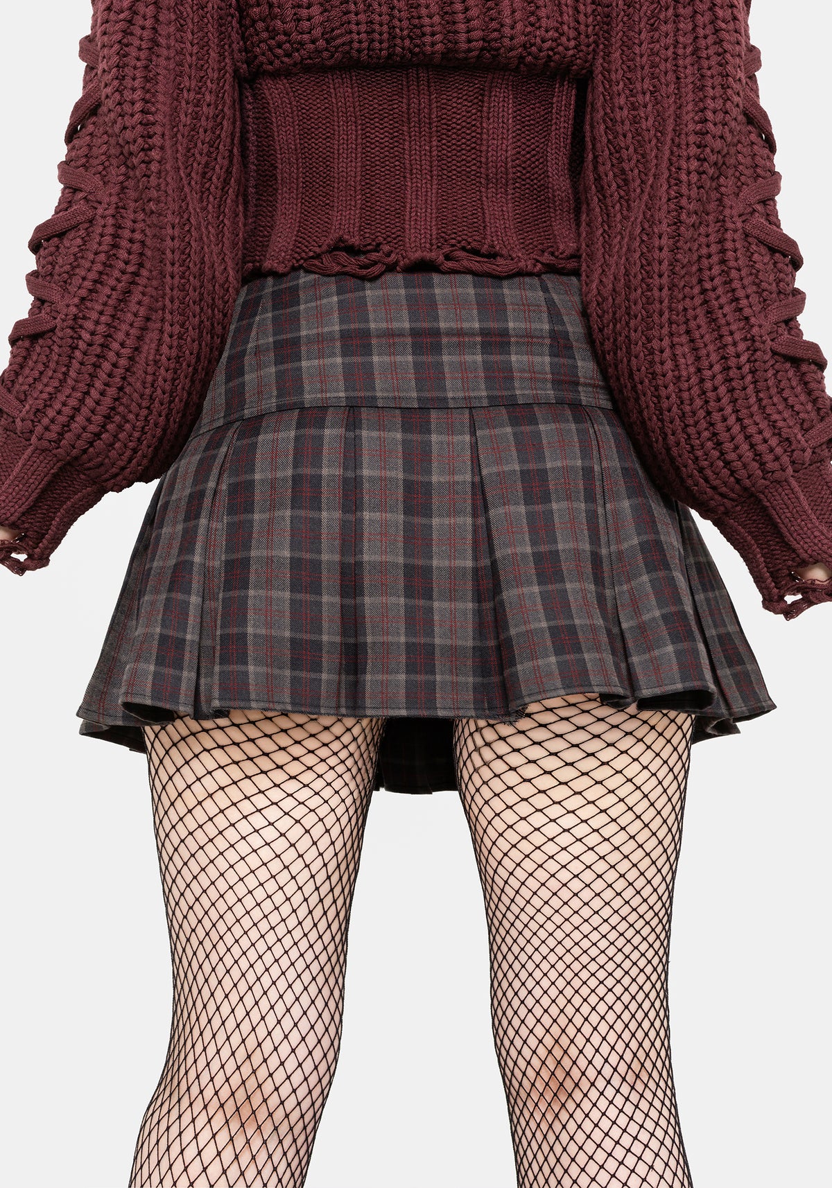 Harley Pleated Check Belted Mini Skirt US 2