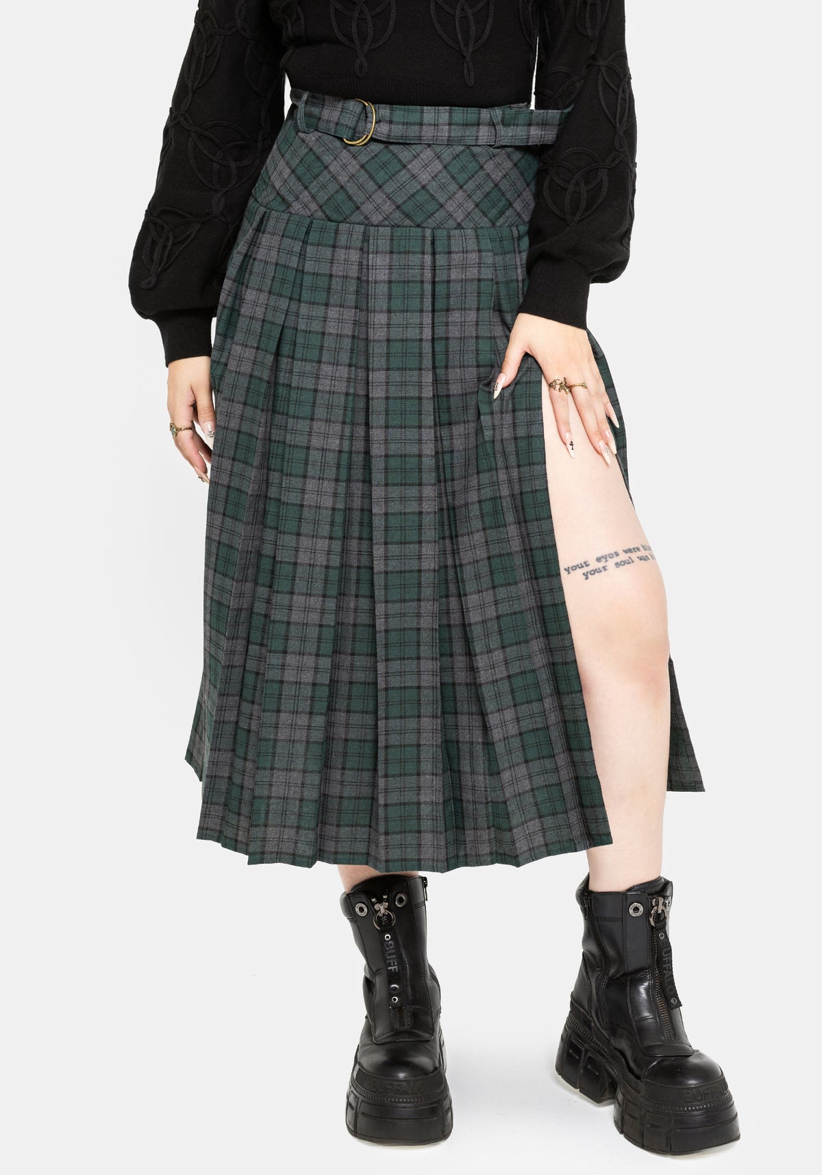 Daria Check Pleated Midaxi Skirt US 2