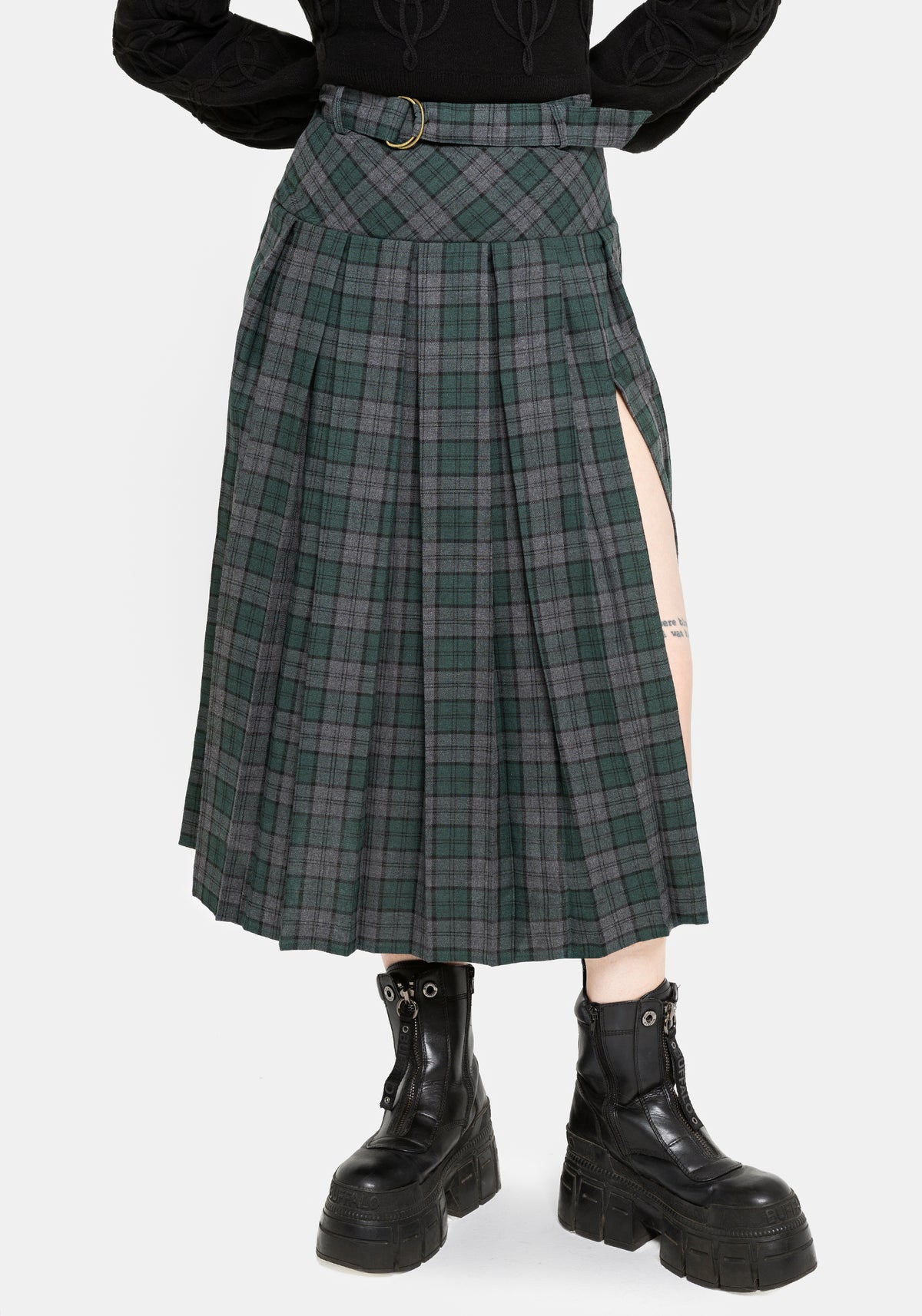Daria Check Pleated Midaxi Skirt US 2