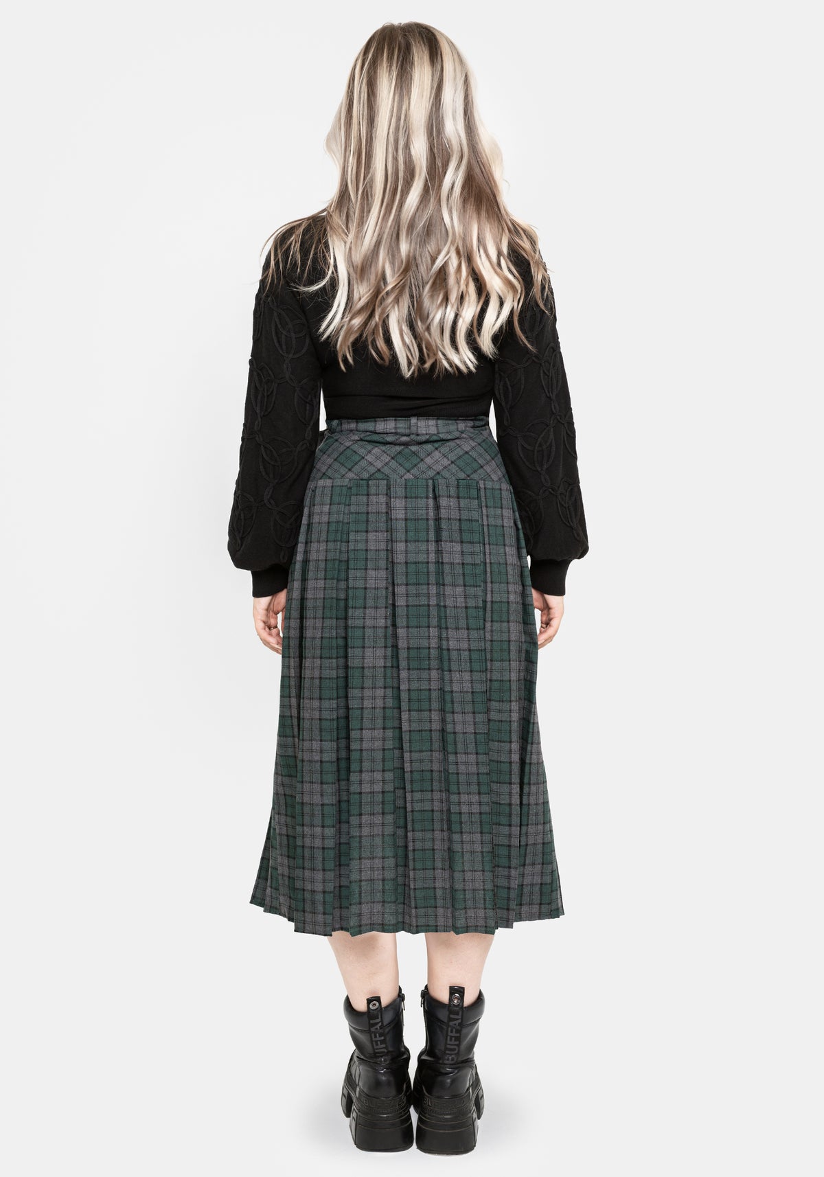 Daria Check Pleated Midaxi Skirt US 2