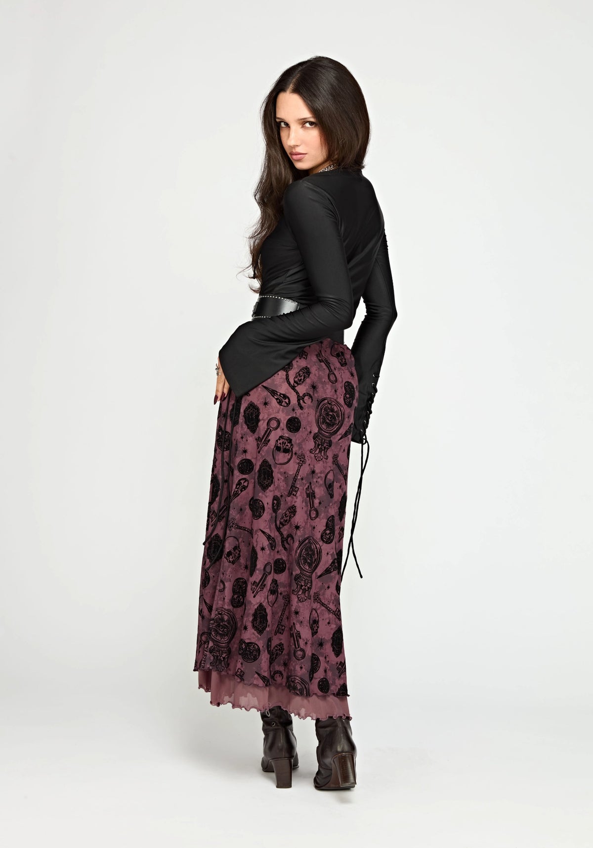 Equinox Flocked Midaxi Skirt