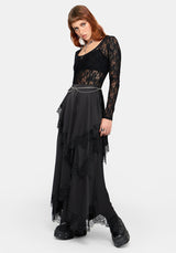 Dhalia Satin and Lace Tattered Maxi Skirt