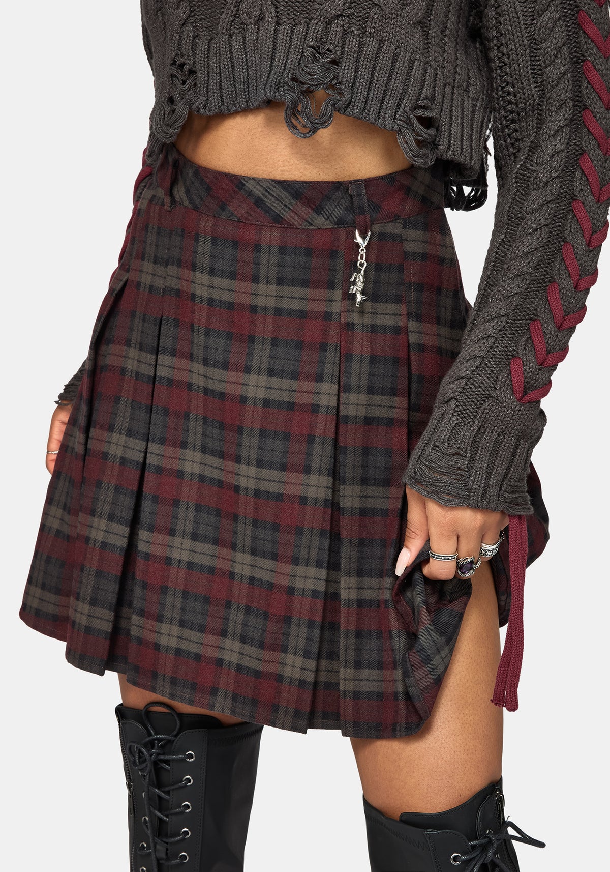 Kalma Check Pleated Mini Skirt