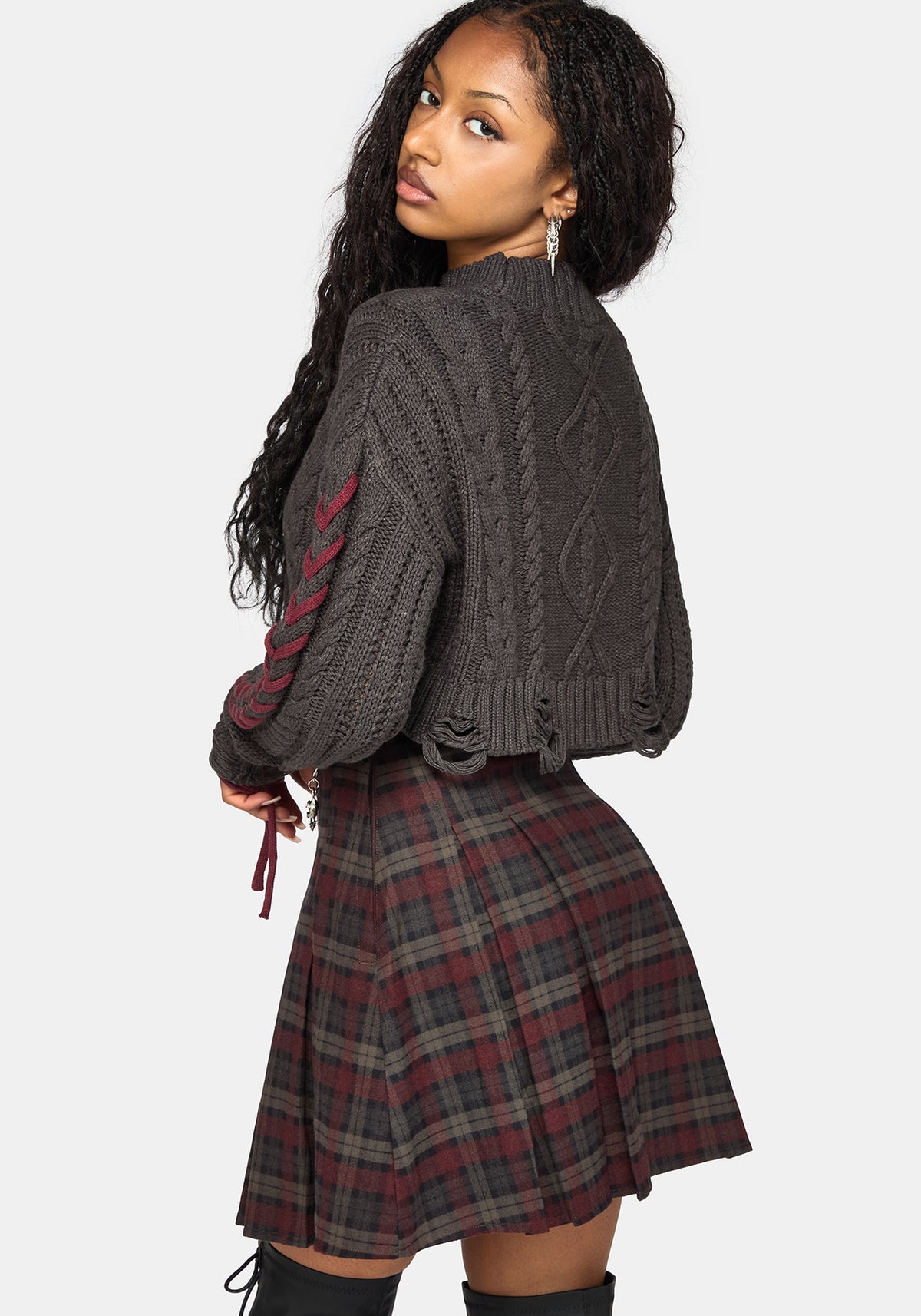 Kalma Check Pleated Mini Skirt
