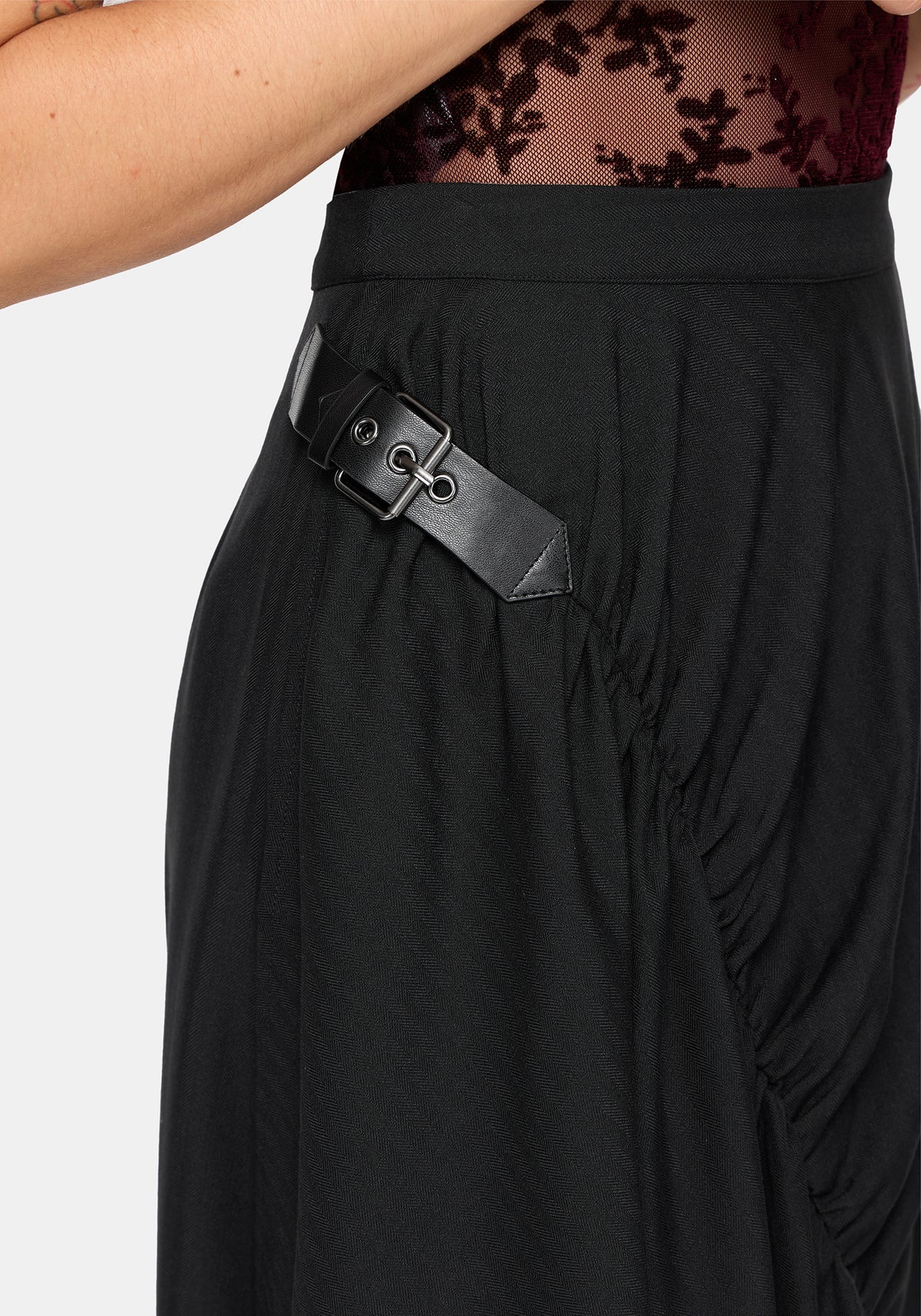 Reina Buckle Hanky Hem Midi Skirt