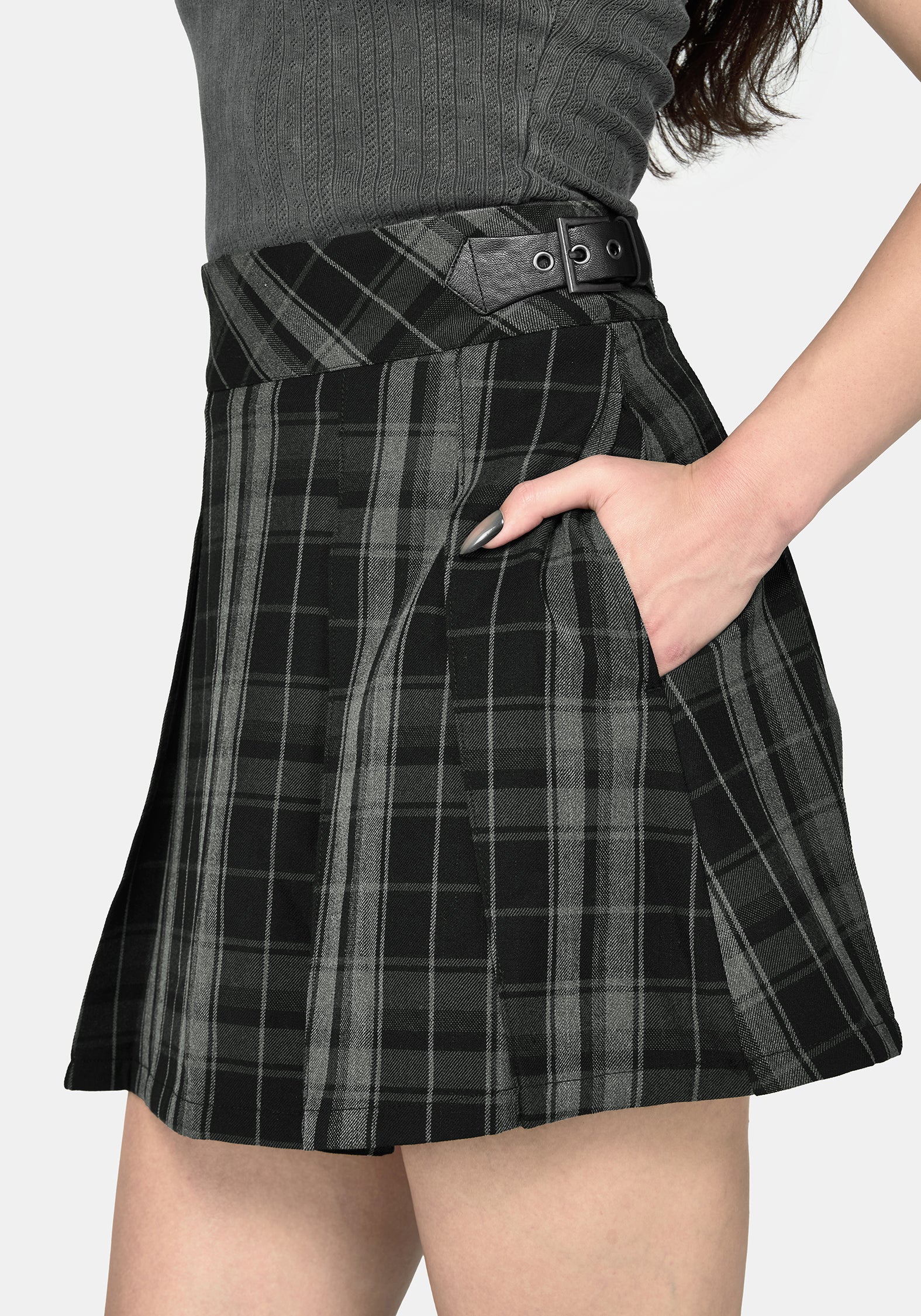 Bramble Buckled Mini Skirt - Dark Green