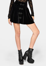 Nova Velour Frog Closure Mini Skirt