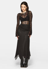 Cyra Hanky Hem Mesh Midaxi Skirt