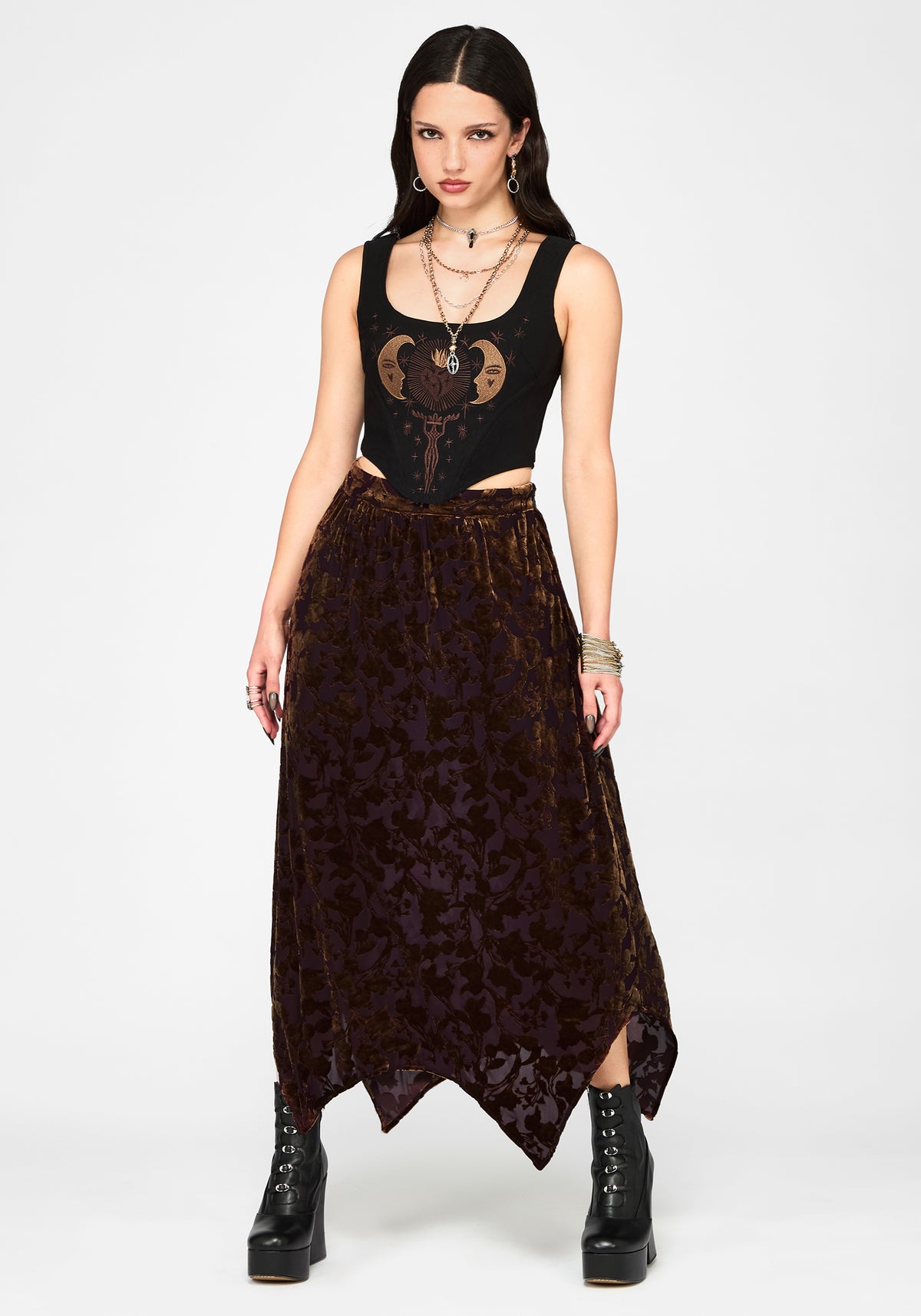Sienna Devore Hanky Hem Midaxi Skirt