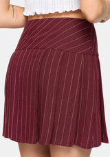 Charli Pinstripe Mini Skirt - Burgundy