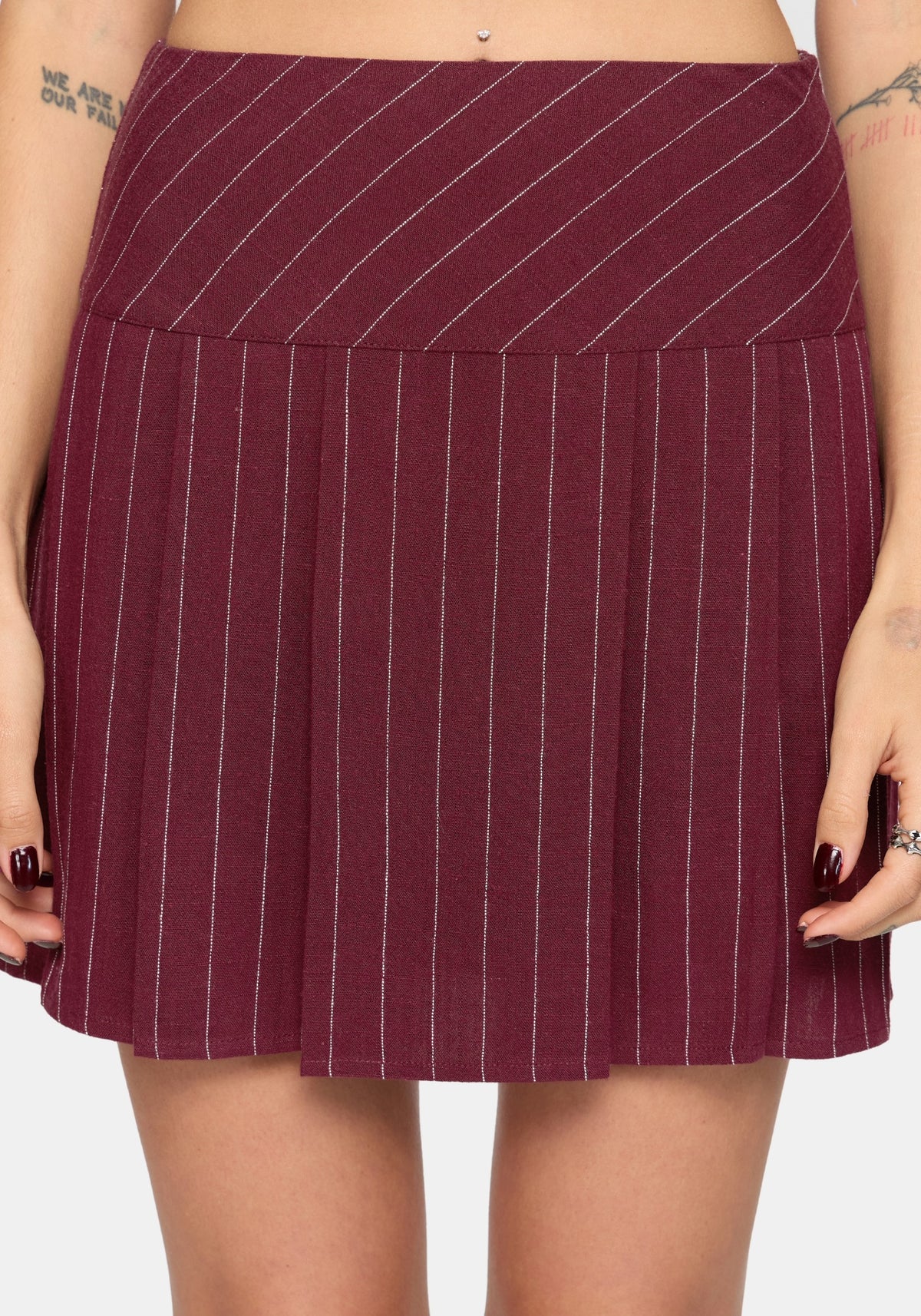Charli Pinstripe Mini Skirt - Burgundy