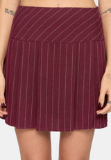 Charli Pinstripe Mini Skirt - Burgundy
