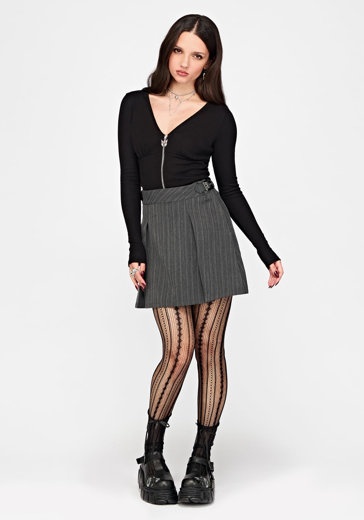 Nightingale Pinstripe Mini Skirt