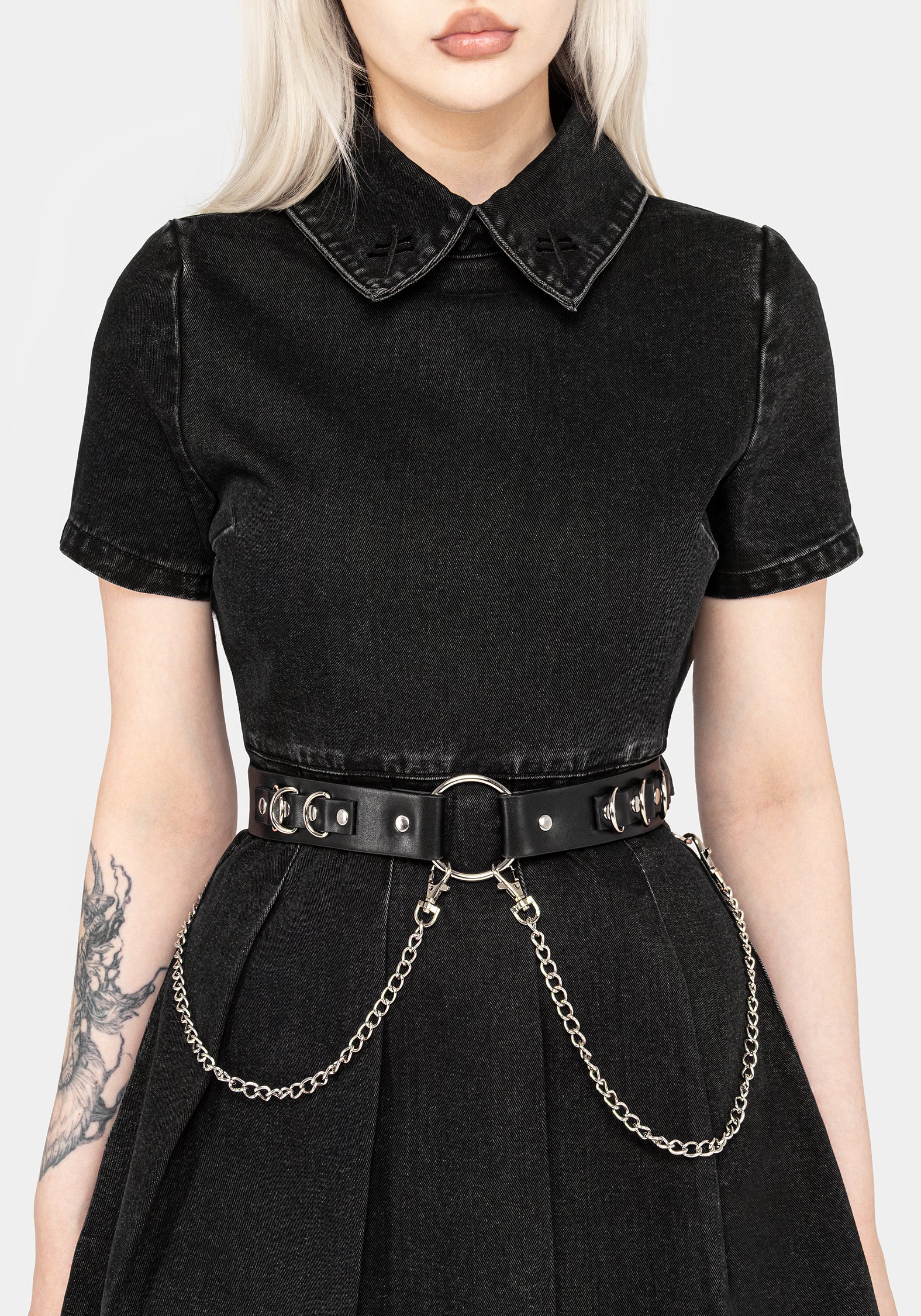 Elsa Denim Pleated Mini Dress