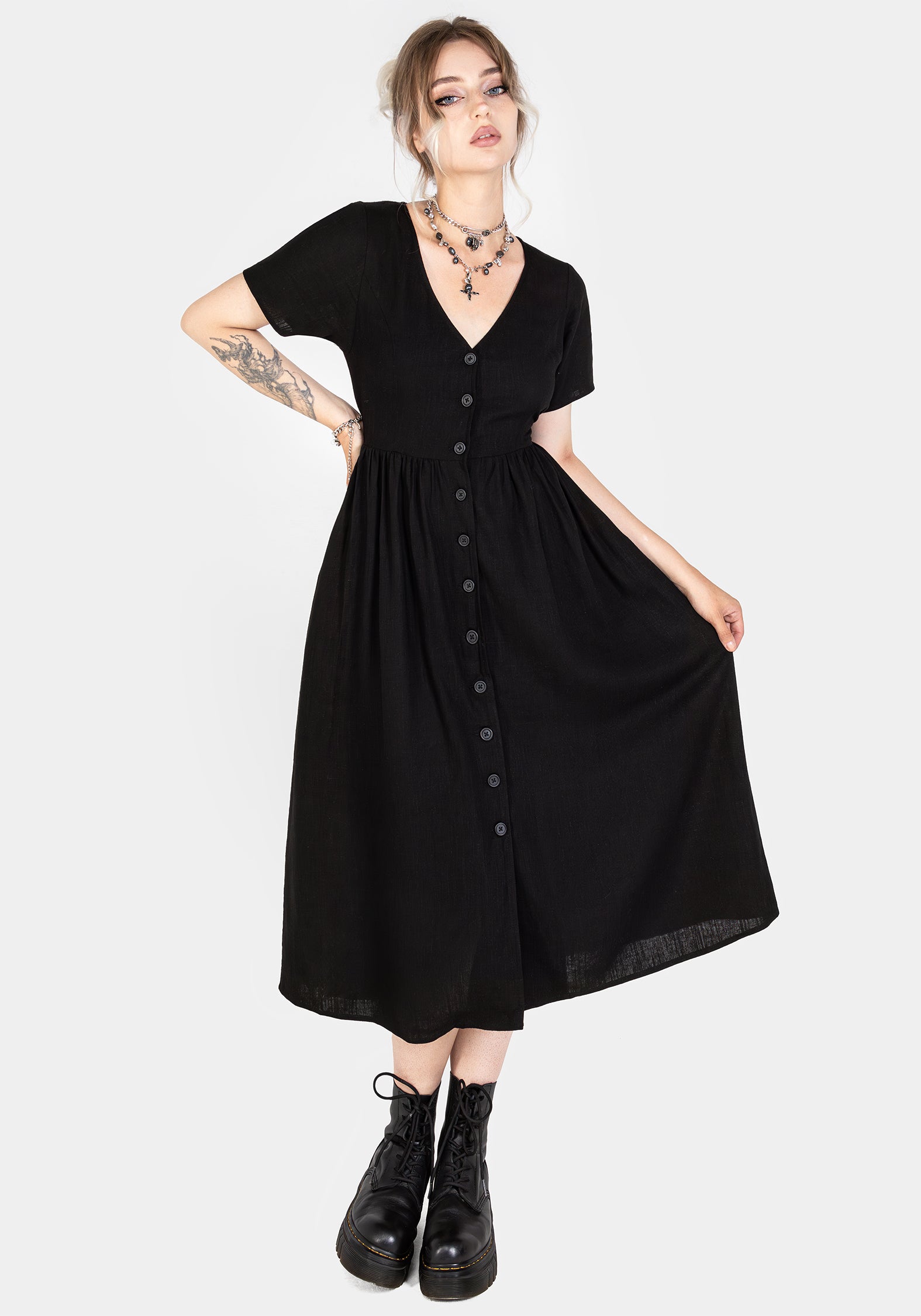 linen button up dress Rowan Linen Button Up Midi Dress | Disturbia