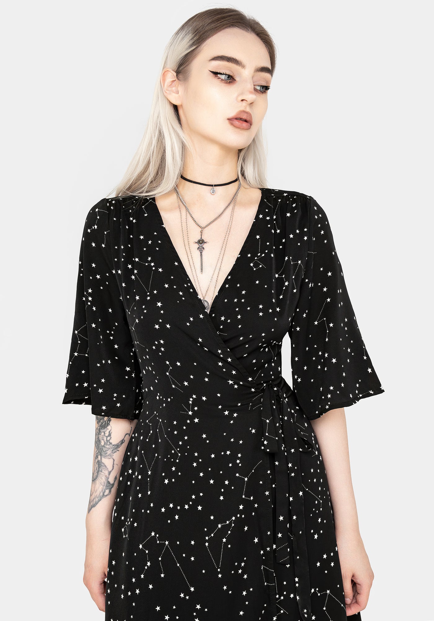 Celestial Midi Kimono Dress | Disturbia - Shop Women's Gothic, Alternative & Dark Romantic Fashion, Accessories & Homeware Celestial Midi Kimono Dress | Disturbia - Shop Women's Gothic, Alternative & Dark Romantic Fashion, Accessories & Homeware