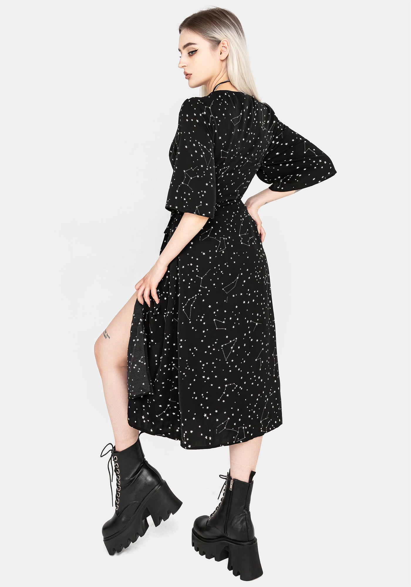 knee length dresses for ladies Celestial Bloom Front Tie Midi Dress Berry / Medium main image 0