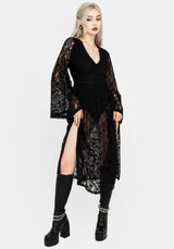 Morella Sheer Skull Lace Bodysuit Midaxi Dress