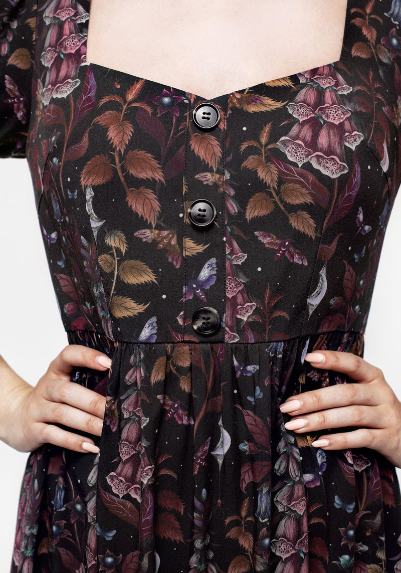 foxglove midi shirt dress Oscar de la Renta Women's Floral Stretch-Cotton Poplin Midi-Dress - White Multi