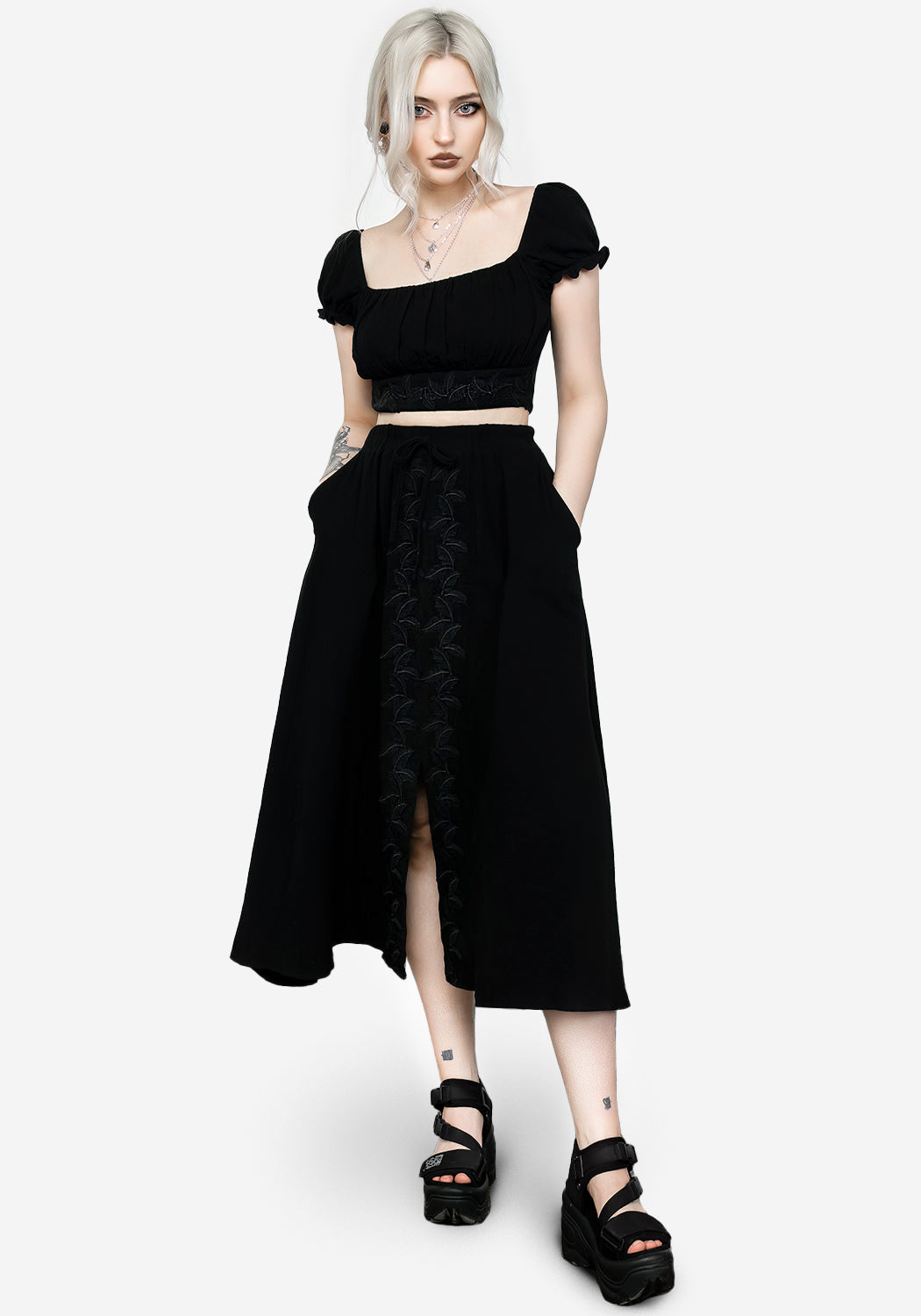 かなり訳ありDe-vine（デモテープ）＆LuinspearCD Vine Textured Midi Skirt | Disturbia - Shop Women's Gothic
