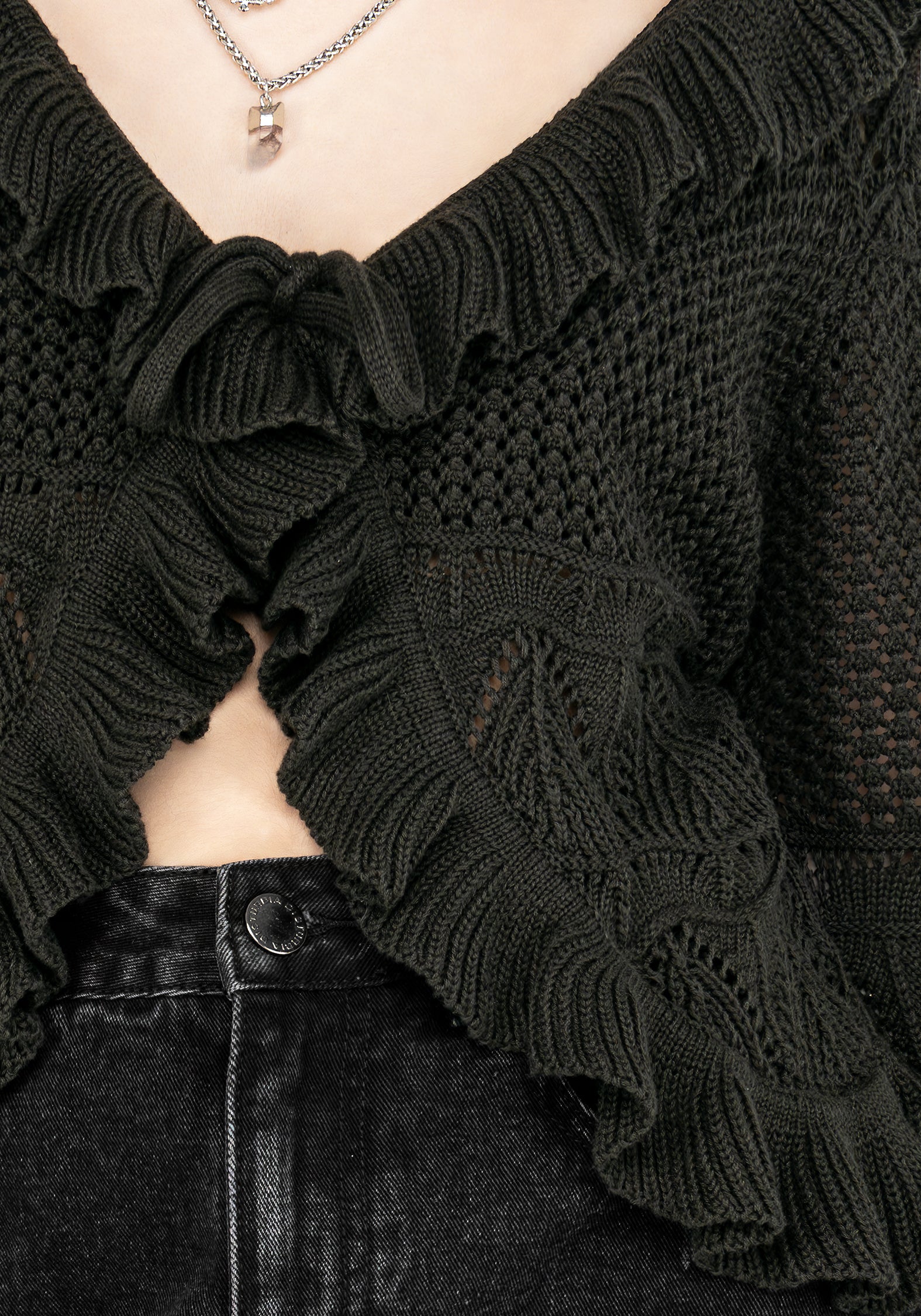 Belleville Ruffle Crop Knit Cardigan | Disturbia - Shop Women's