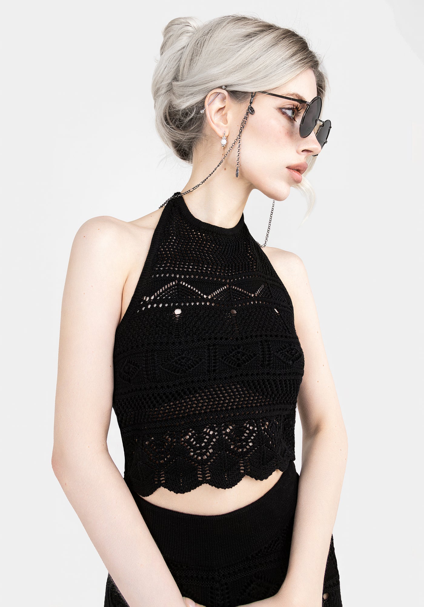 Hooked Pointelle Halter Crop Top | Disturbia - Shop Women's Gothic
