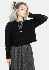 Nemesis Distressed Cable Knit Sweater