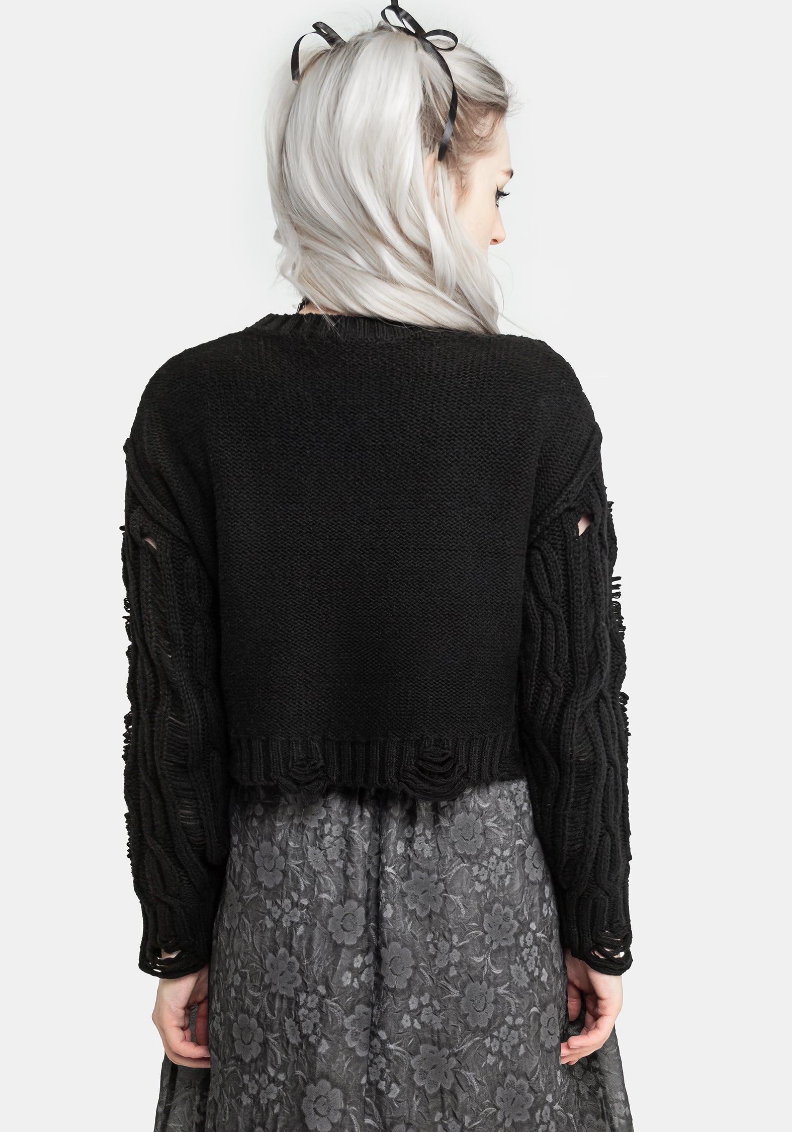 Nemesis Distressed Cable Knit Sweater